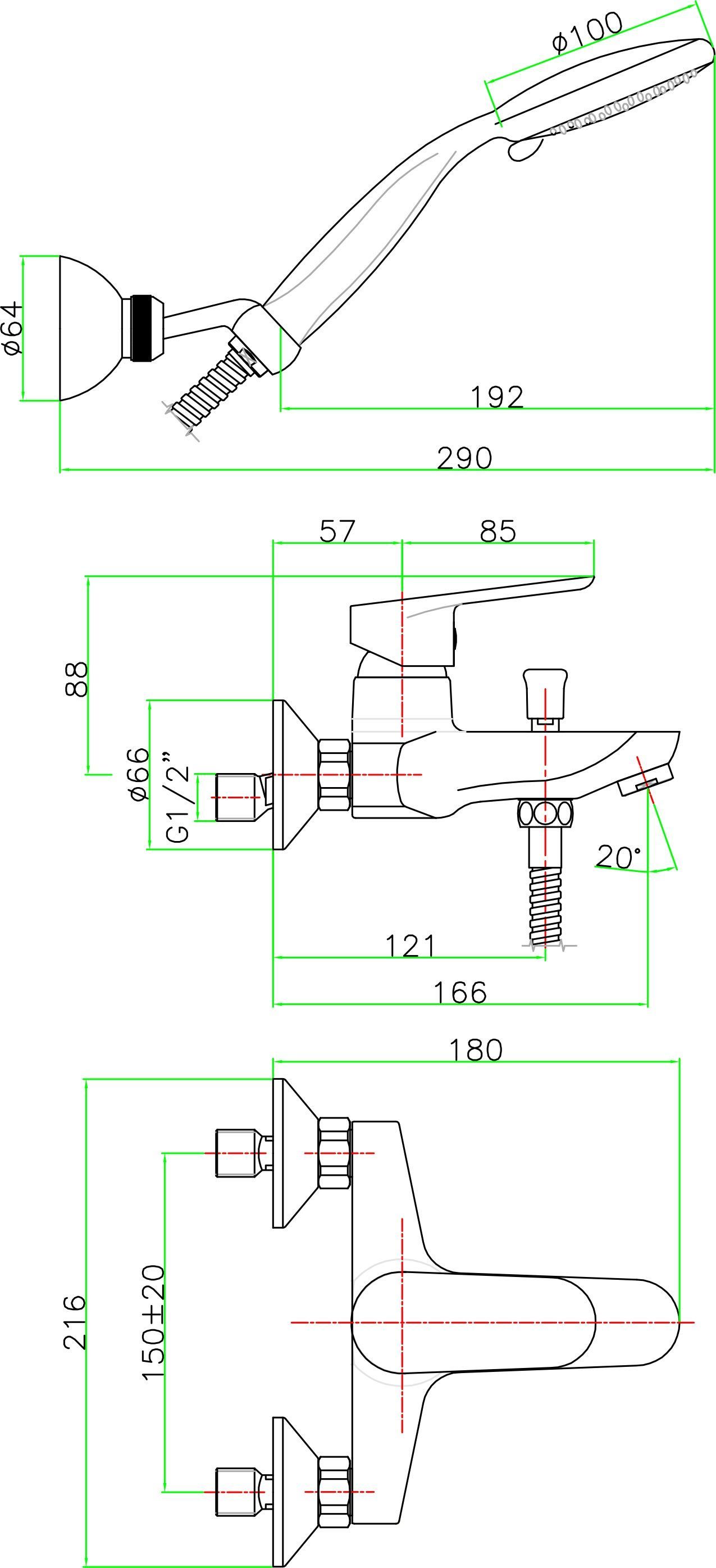 Смеситель для ванны Fiore  хром  81CR8150 - 2