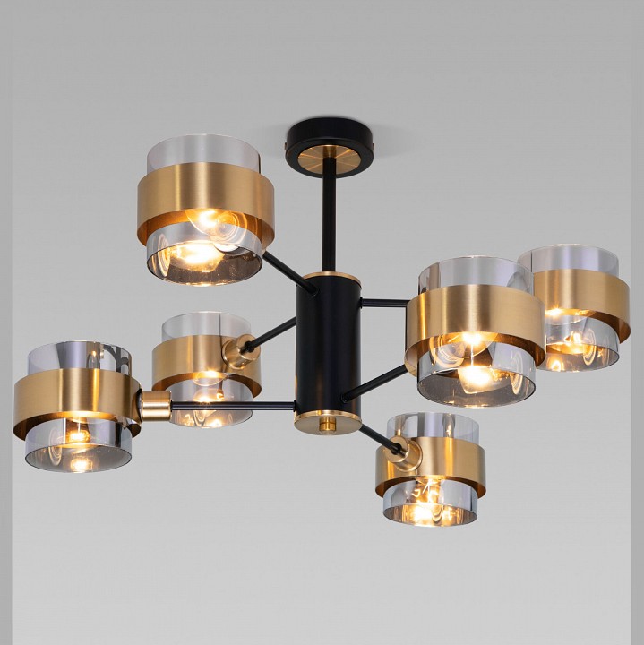 Люстра на штанге Eurosvet Arcada 70127/6 черный/дымчатый - 0