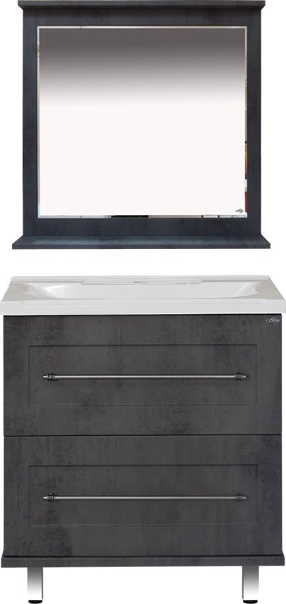 Тумба с раковиной Misty Марта 80 темный бетон - 4