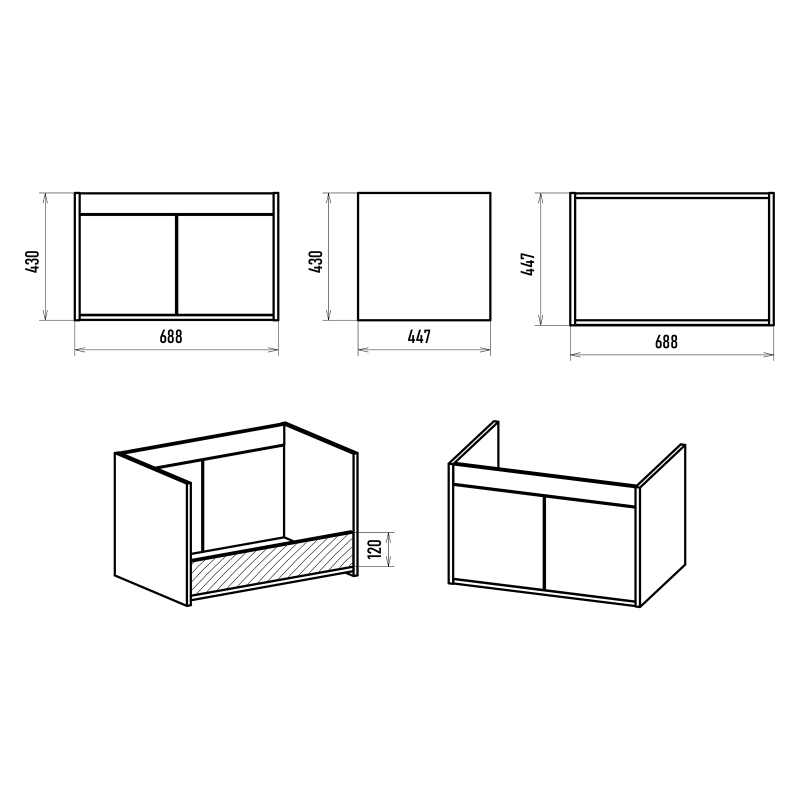 Тумба под раковину Misty Пайн 70 серая матовая Э-Пай-09070-19-2По - 2