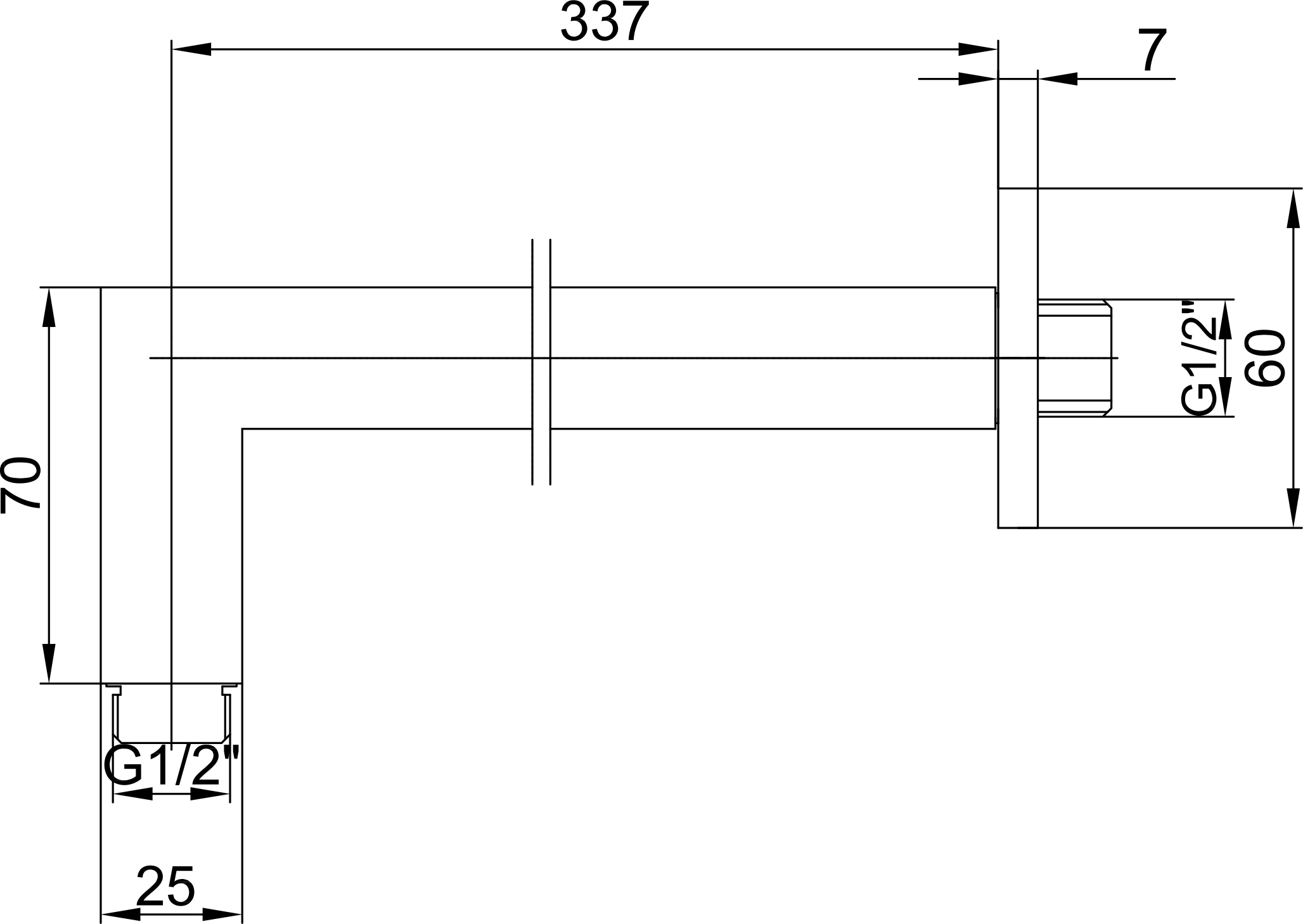 Кронштейн для верхнего душа E.C.A. 102126699EX - 1