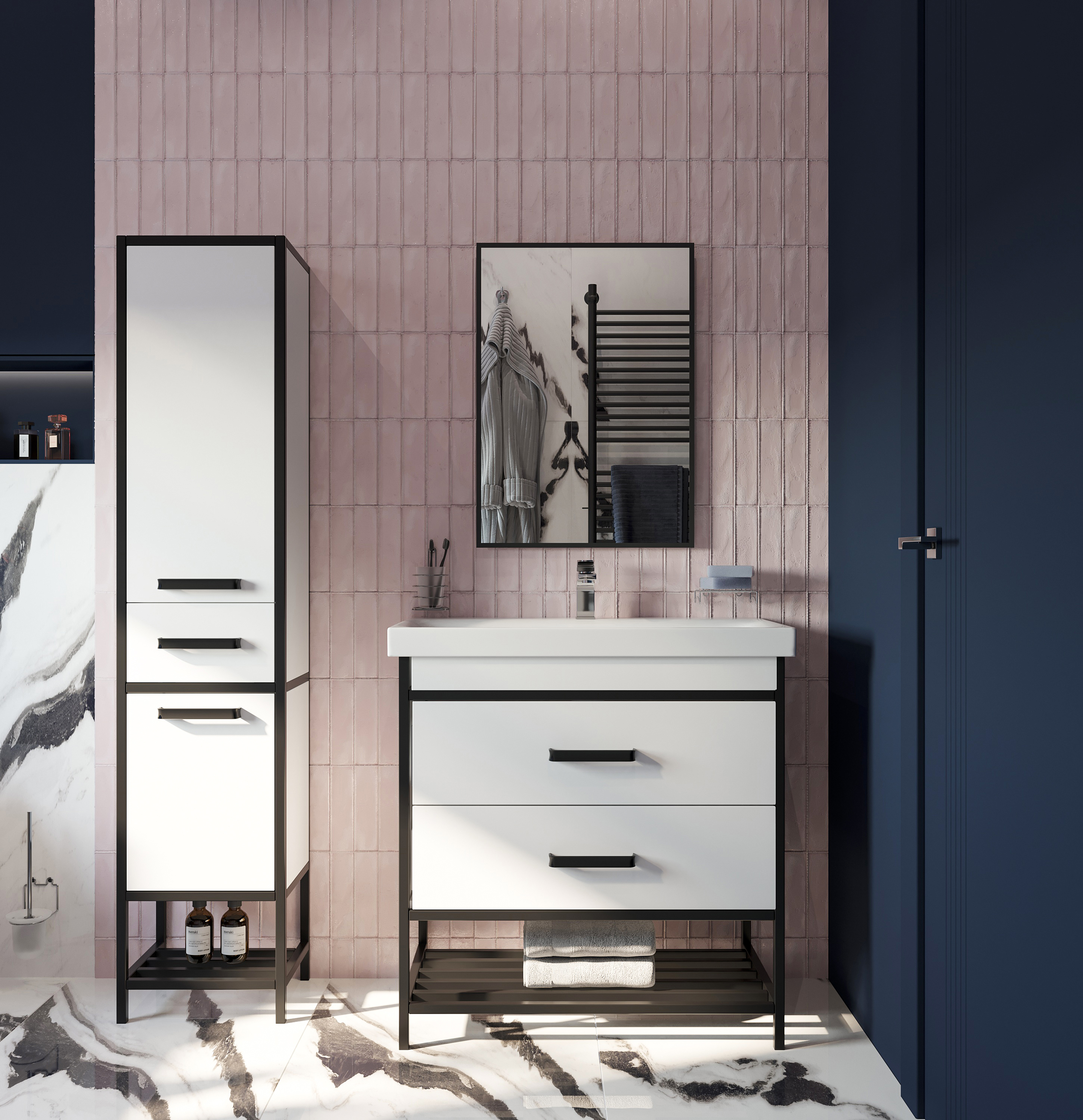 Зеркало DIWO Элиста 50 черное, с подсветкой светодиодной, прямоугольное, настенное, российское ЗЛП1736 - 3