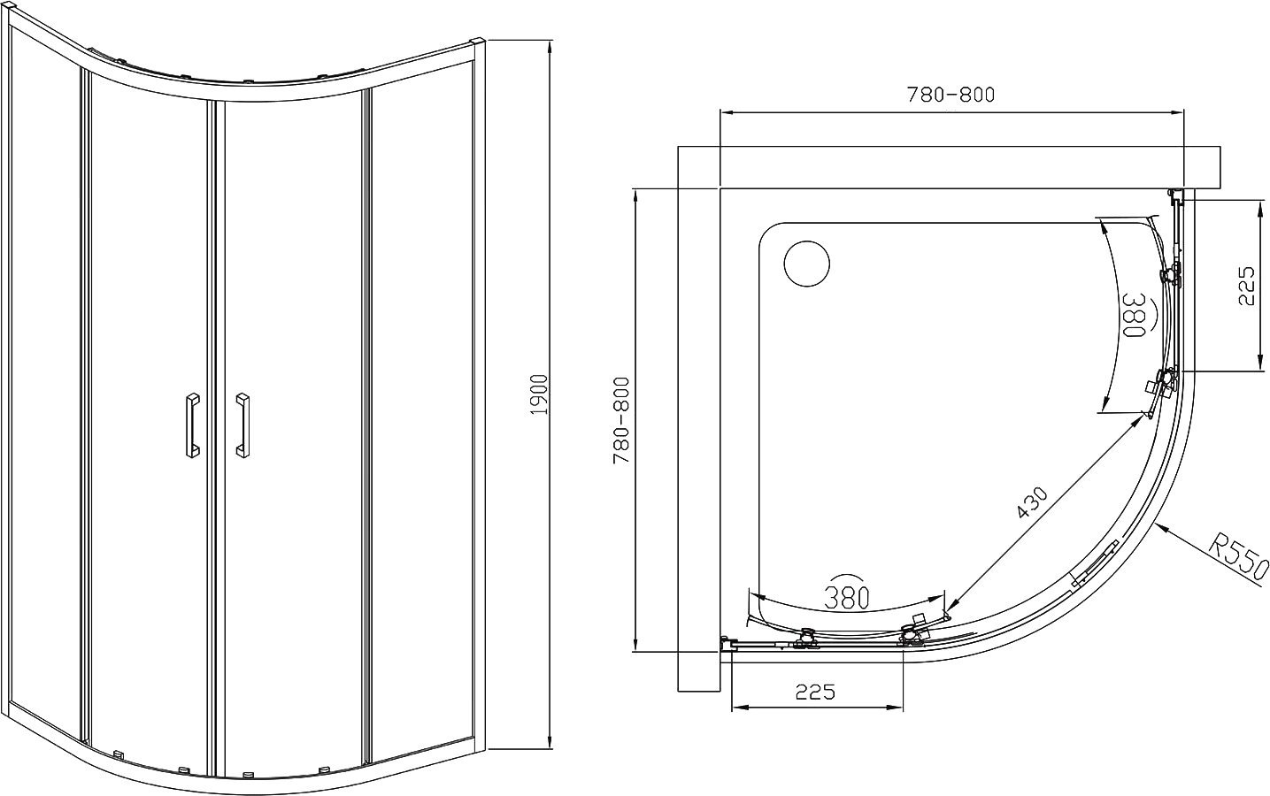 Душевой уголок Vincea Alpha VSQ-3AL800MT 80x80, профиль хром, стекло текстурное - 8