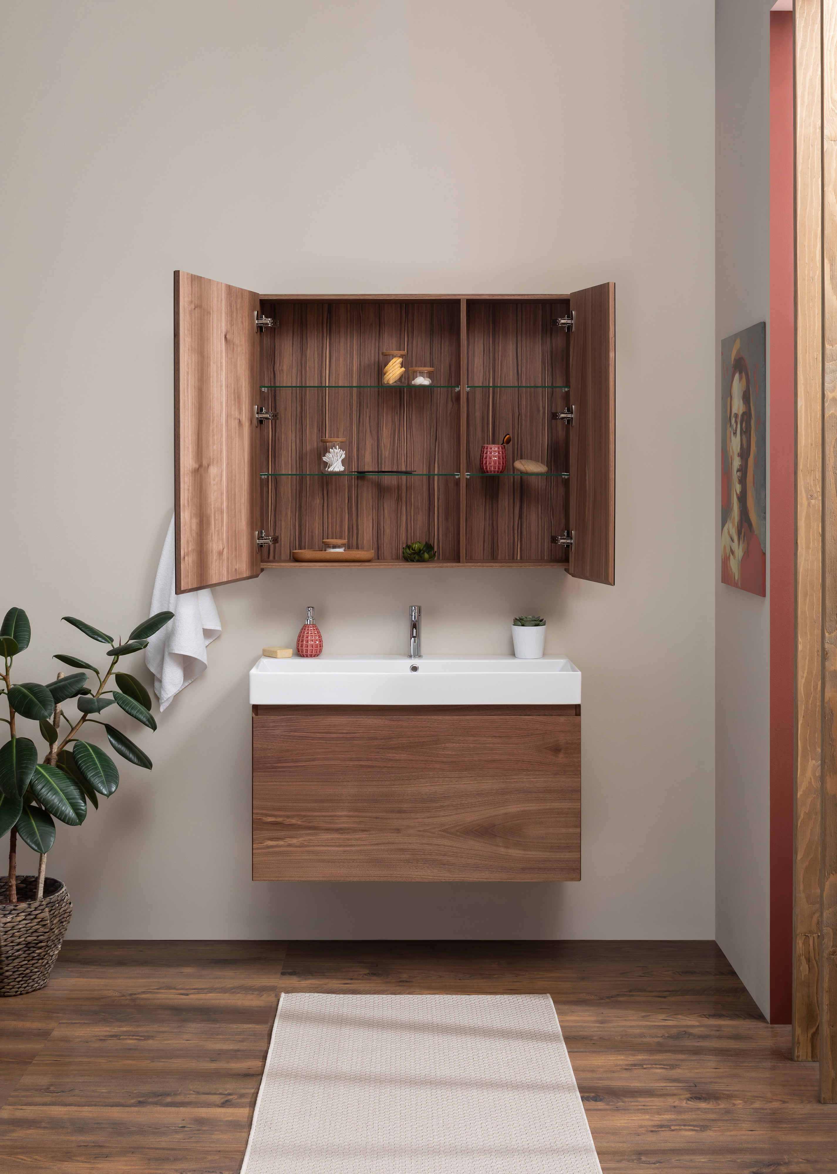 Зеркало-шкаф Aquanet Йорк 85 орех 203954 - 4