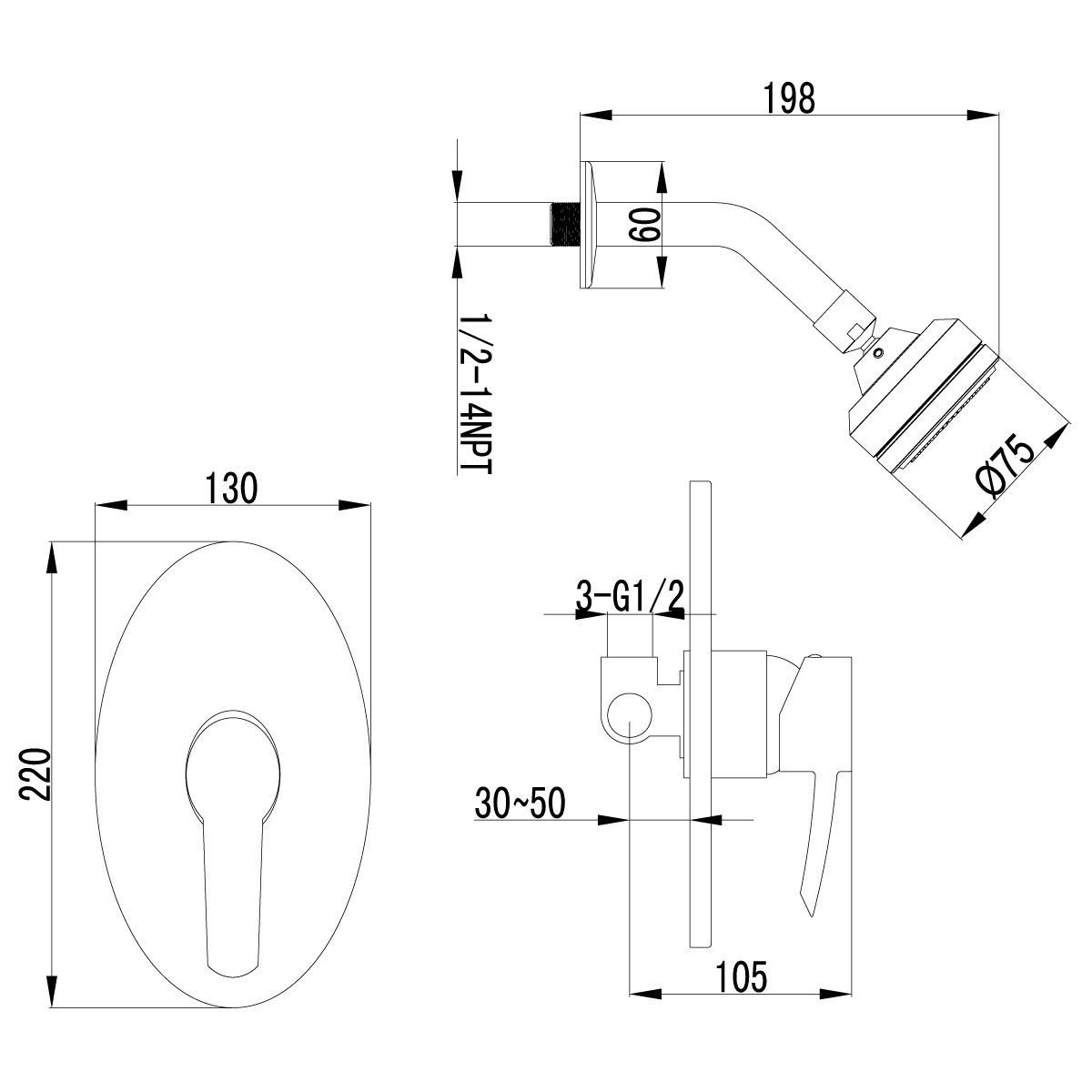 Душевой комплект Lemark Atlantiss LM3220C С ВНУТРЕННЕЙ ЧАСТЬЮ - 1