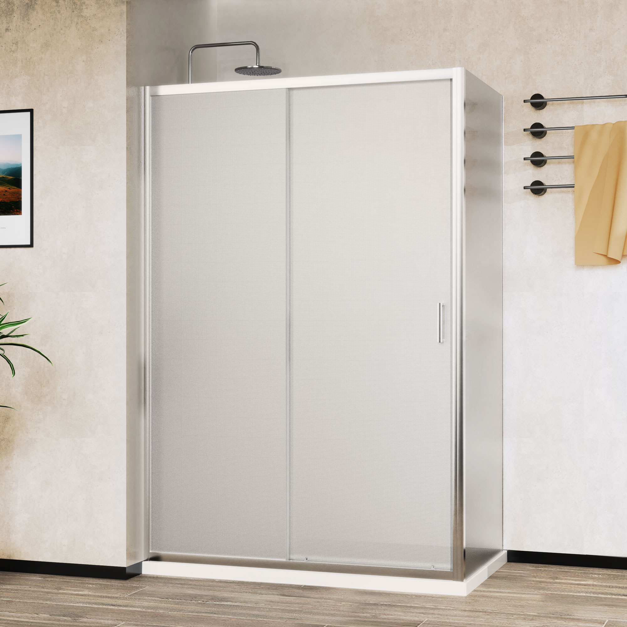 Душевой уголок Vincea City 120х90 профиль хром стекло рифленое VSR-5CT9012MT - 0