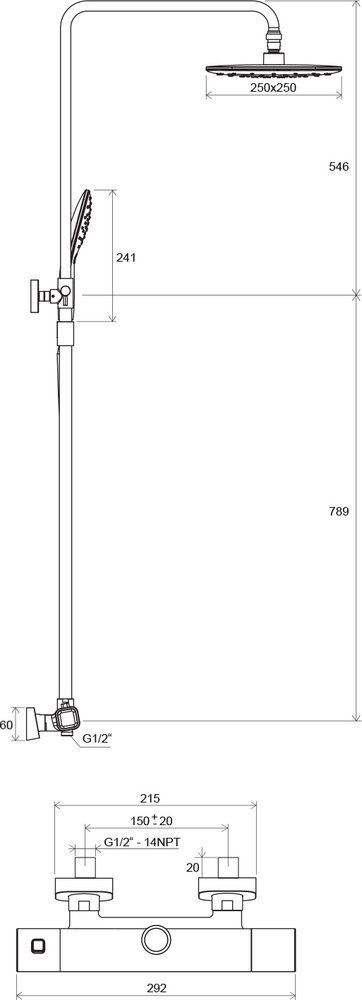 Душевая стойка Ravak 10° TD 091.00/150 X070103 - 2