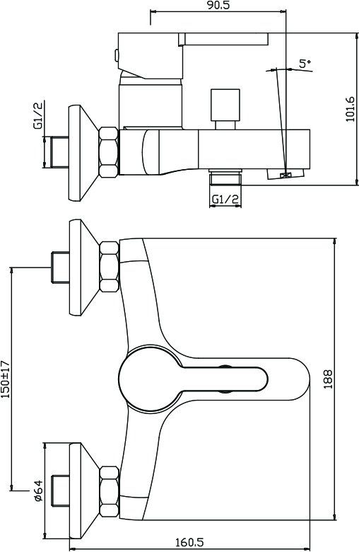 Смеситель Olive'S Torres 17201TR для ванны - 1