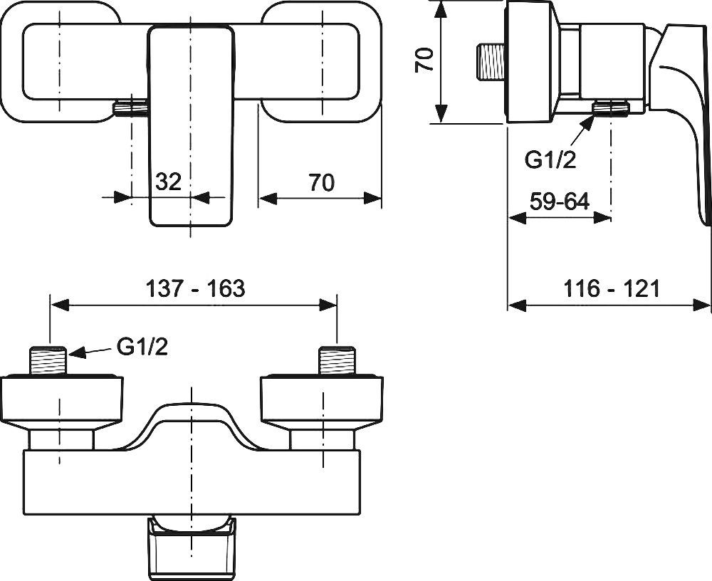 Смеситель для душа Ideal Standard Strada хром  A5846AA - 1