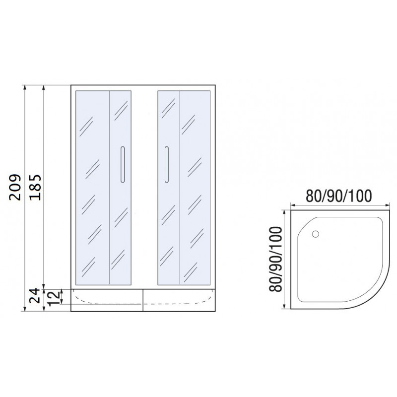 Душевое ограждение с поддоном River Don XL 90/24 MT  10000008317 - 1