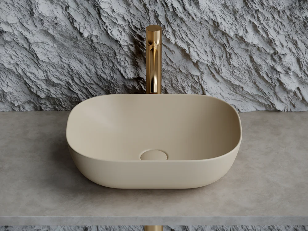 Раковина накладная Ceramica Nova Element 45.5х32.5 бежевая матовая CN6009MC - 2