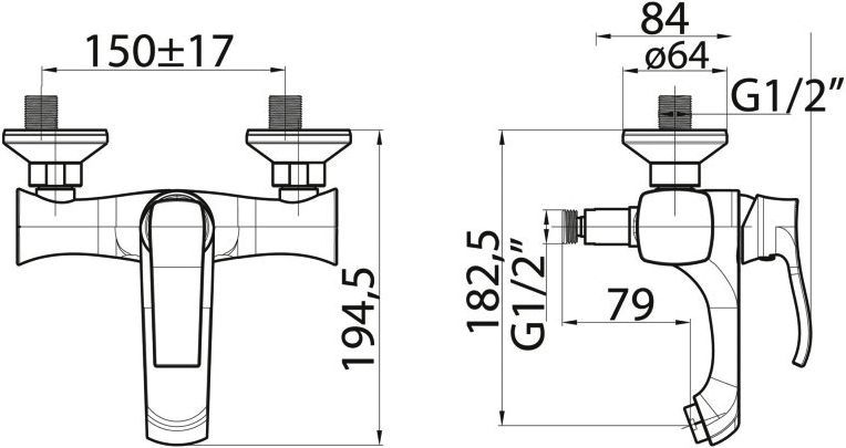 Смеситель BelBagno Trula TRU-VASM-CRM для ванны с душем - 1