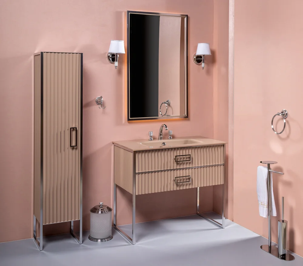 Тумба под раковину моноблок Boheme Armadi Art Monaco 100 бежевый глянец - хром 866-100-CPCR - 1