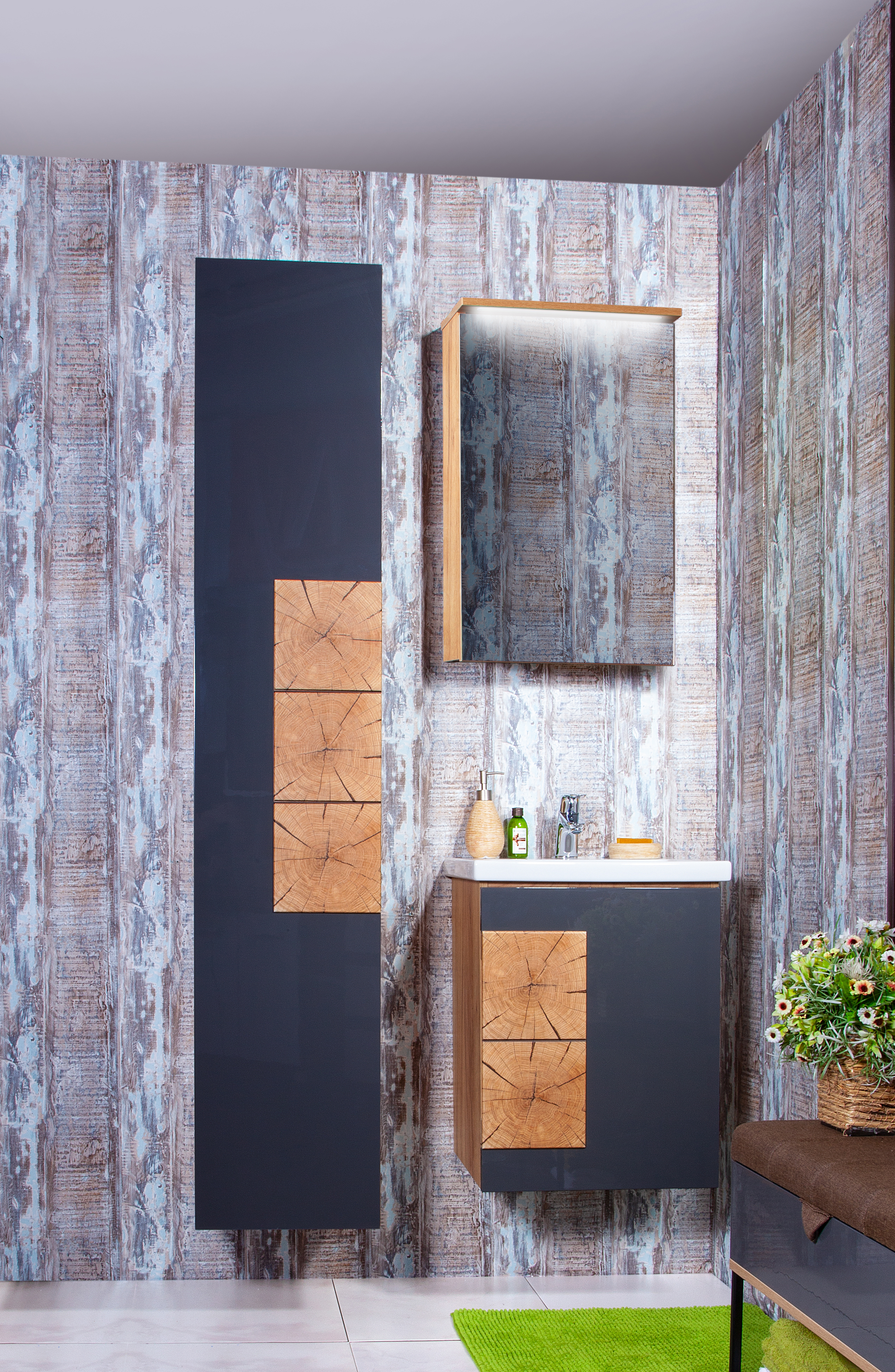 Тумба для комплекта Бриклаер Фостер 50 дуб золотой, антрацит 4627125414640 - 1