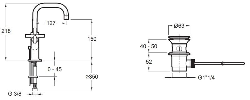 Смеситель Jacob Delafon Purist E14594-3-CP для раковины - 1