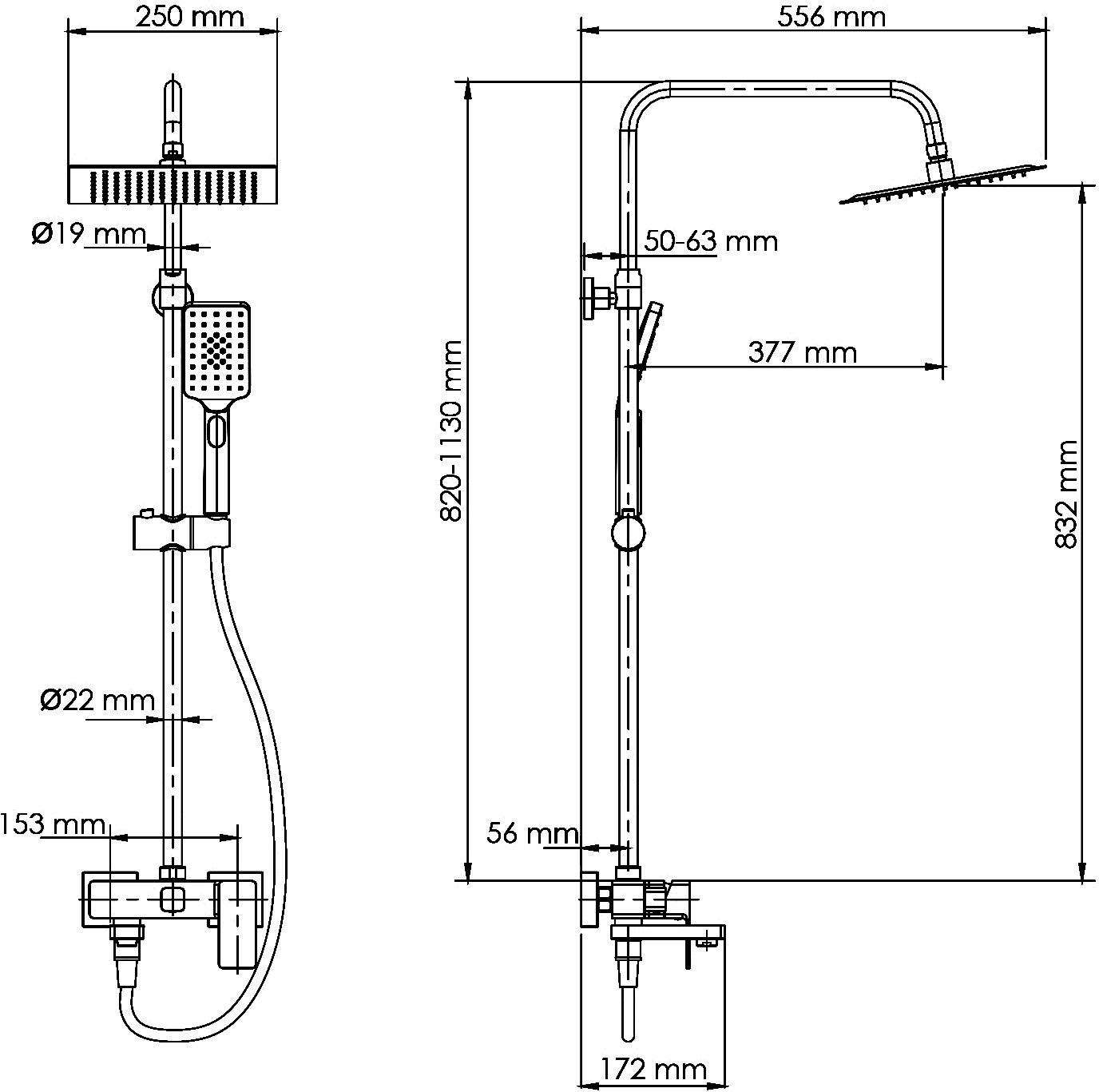 Душевая стойка Wasserkraft A27701 черная матовая - 5