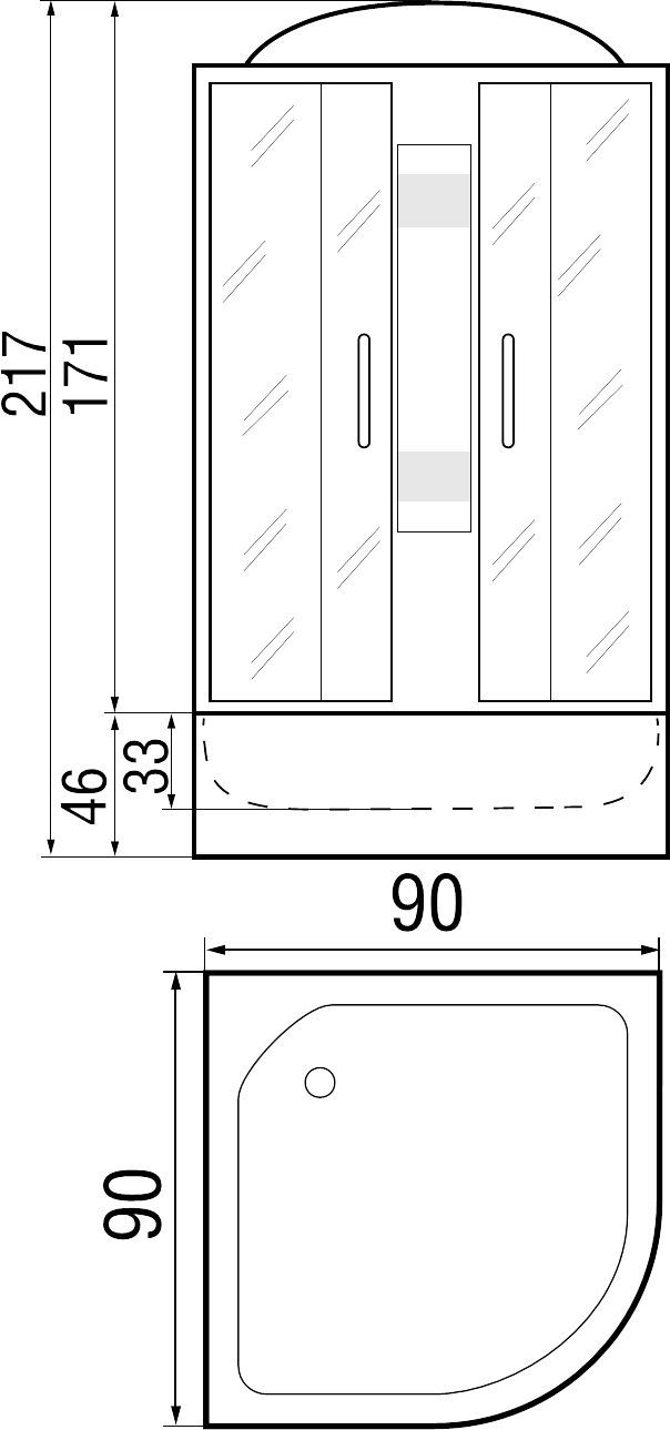 Душевая кабина с поддоном River Lena 90/44 MT  10000001423 - 1