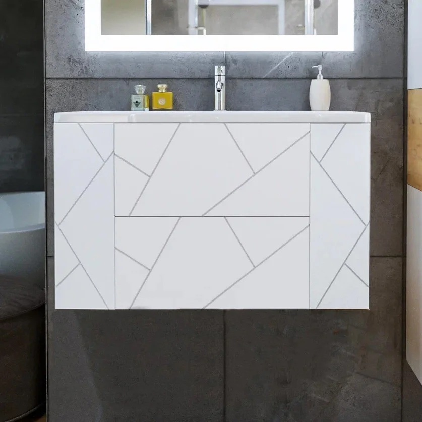 Тумба под раковину Бриклаер Кристалл 90 белая матовая  4627125415975 - 0