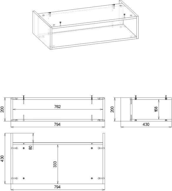 Ниша для тумбы Бриклаер Кристалл 80 дуб бунратти  4627125415906 - 2