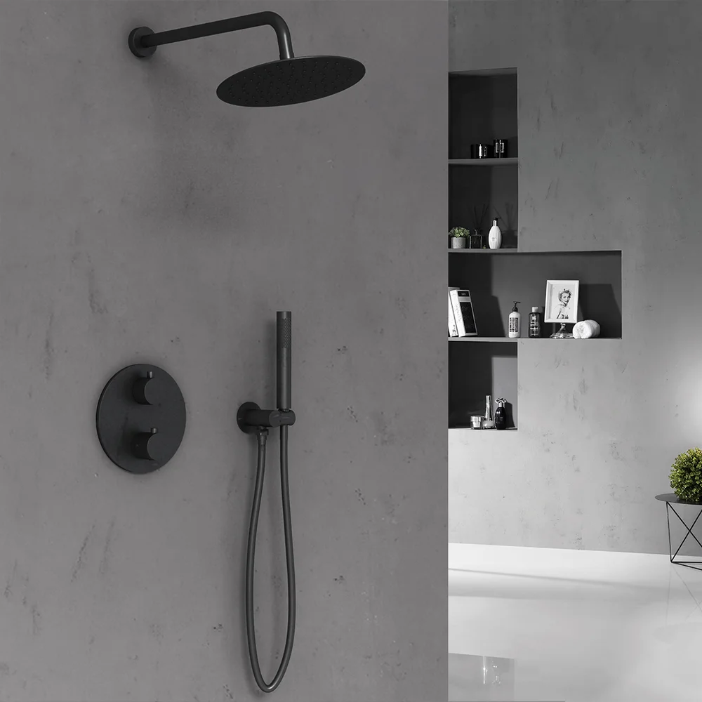 Душевой комплект встраиваемый Vincea черный матовый VSFW-101TMB - 1