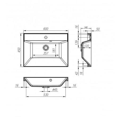 Мебельная раковина Belbagno Aurora 60 белый  BB600/450-LV-MR-AST - 4