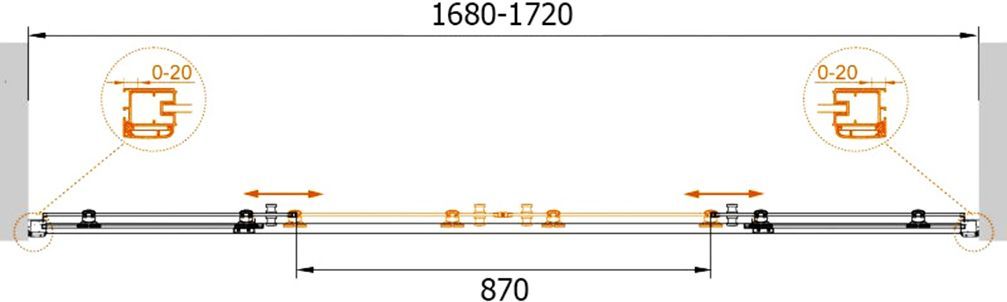 Душевая дверь в нишу Cezares Anima W BF2 170 P Cr ANIMA-W-BF-2-170-P-Cr - 4