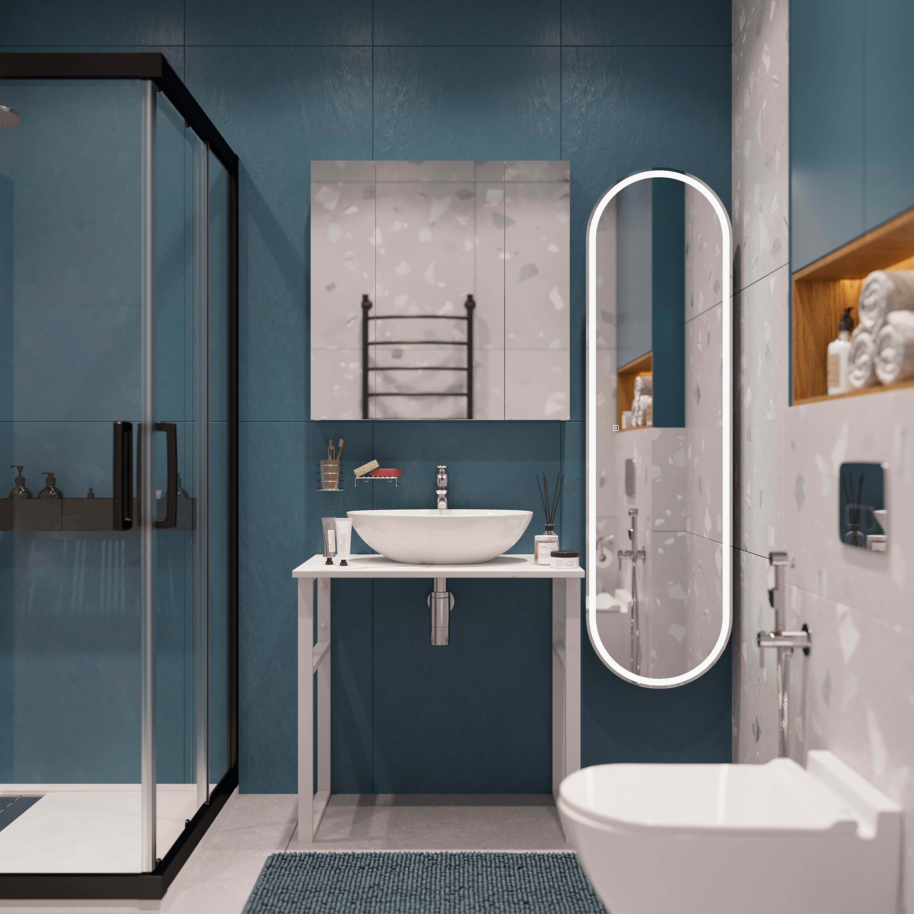 Мебель для ванной DIWO Элиста 80 белый мрамор, с раковиной Moduo 55 Leaf 555098 - 0