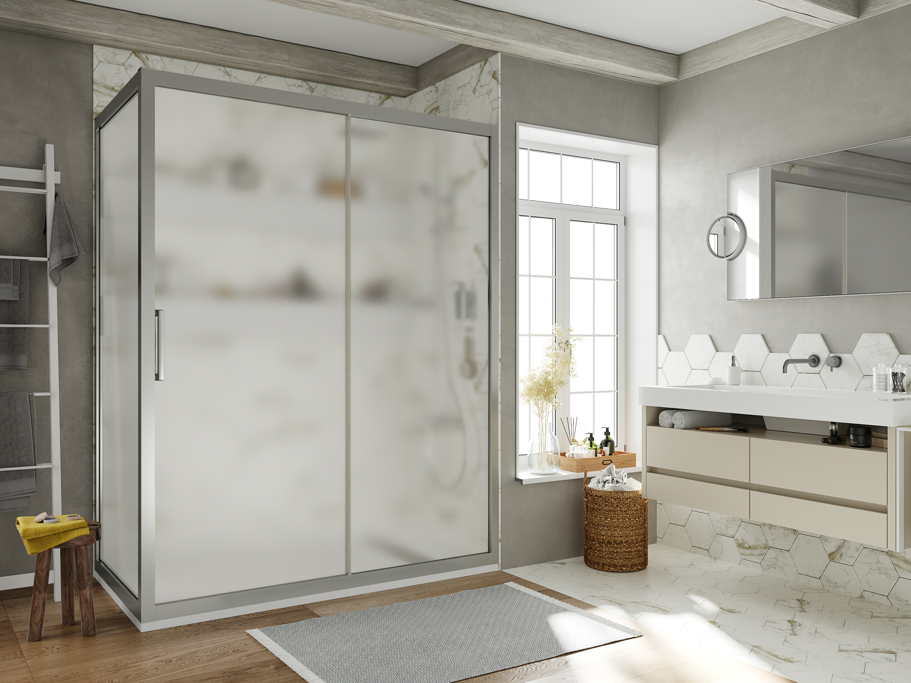 Душевой уголок STWORKI Эстерсунд DE019R80160200 160x80 см профиль хром матовый, стекло матовое 3GW189TTKK000 - 2