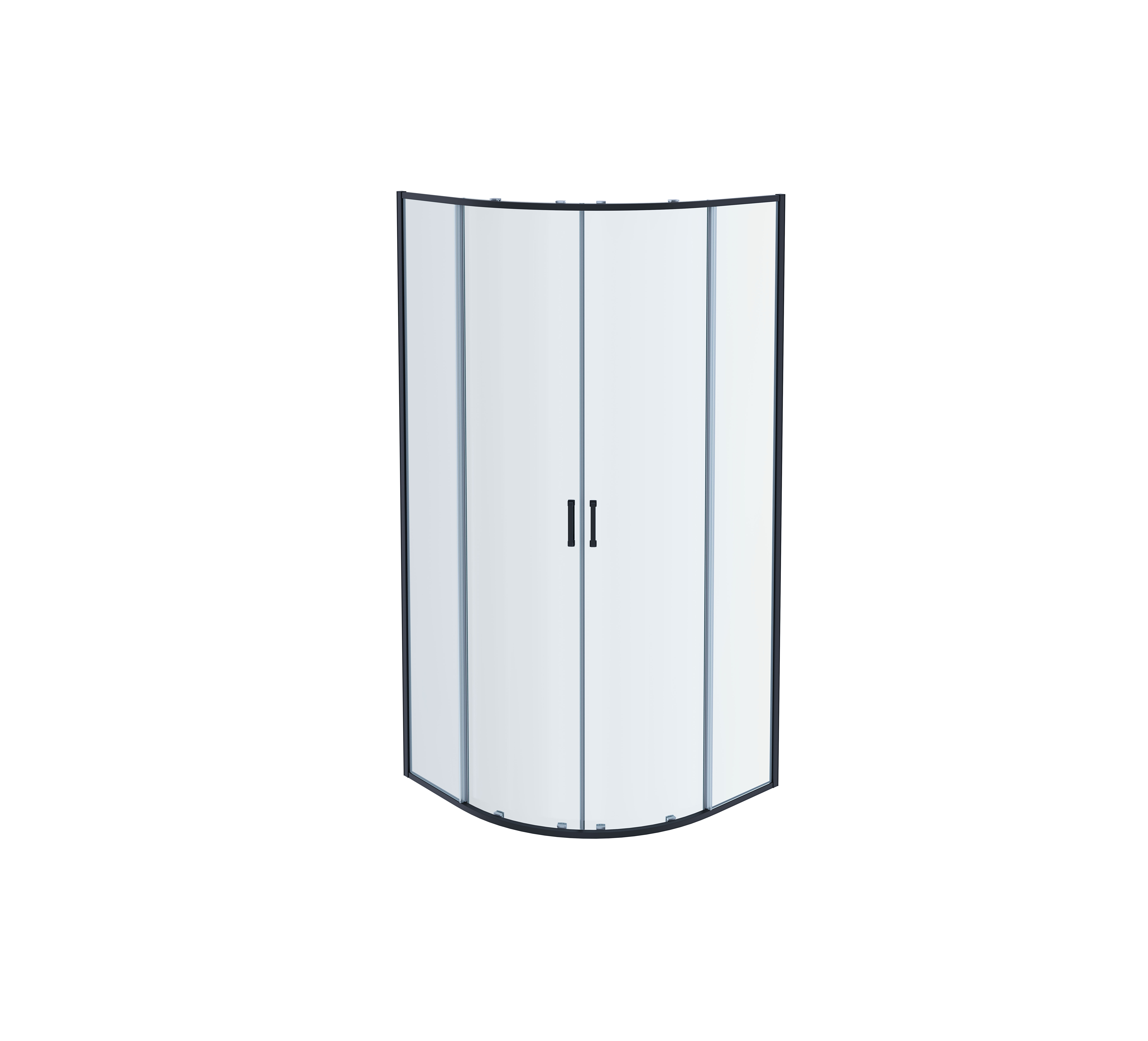 AQ ARI RO 08020BL Душевой уголок 1/4 круга, двери раздвижные 800x800x2000, профиль черный, стекло прозрачное - 0