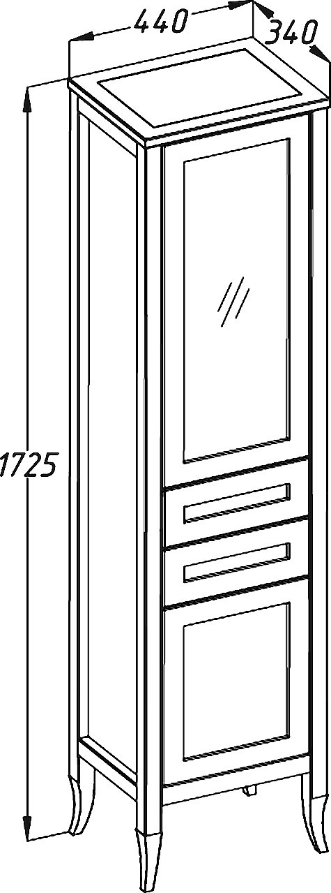 Шкаф-пенал Opadiris Мираж 45 L светлый орех 00-00000053 - 5