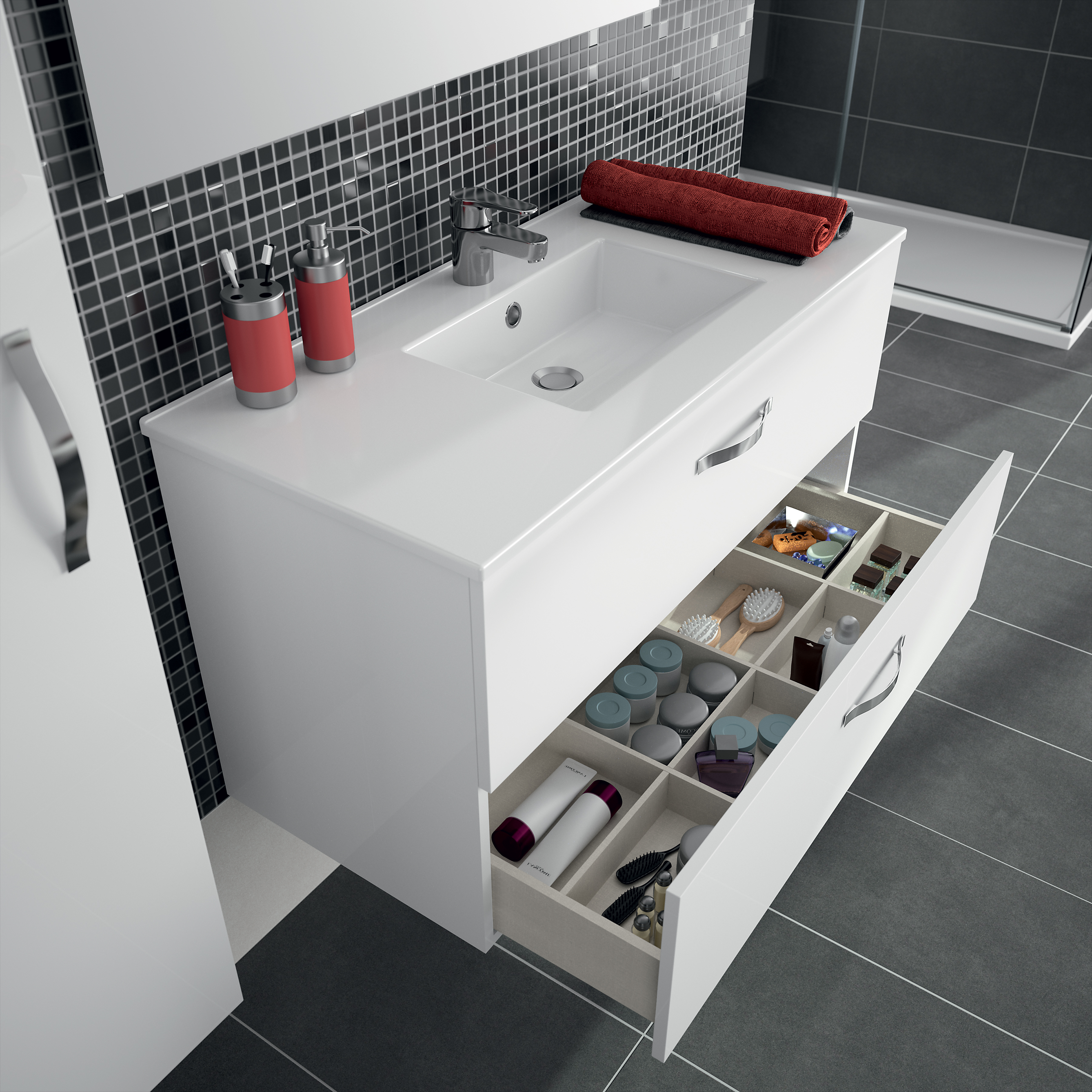 Тумба с раковиной Jacob Delafon Ola 100 белый блестящий - 3