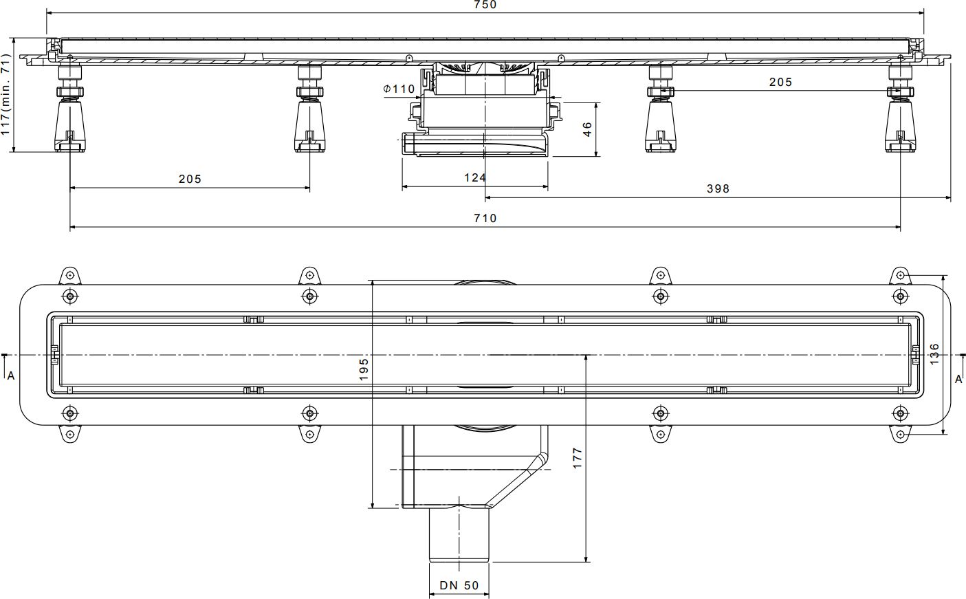 Душевой лоток Pestan Confluo Premium Line 750 белое стекло/сталь 13000284 - 5