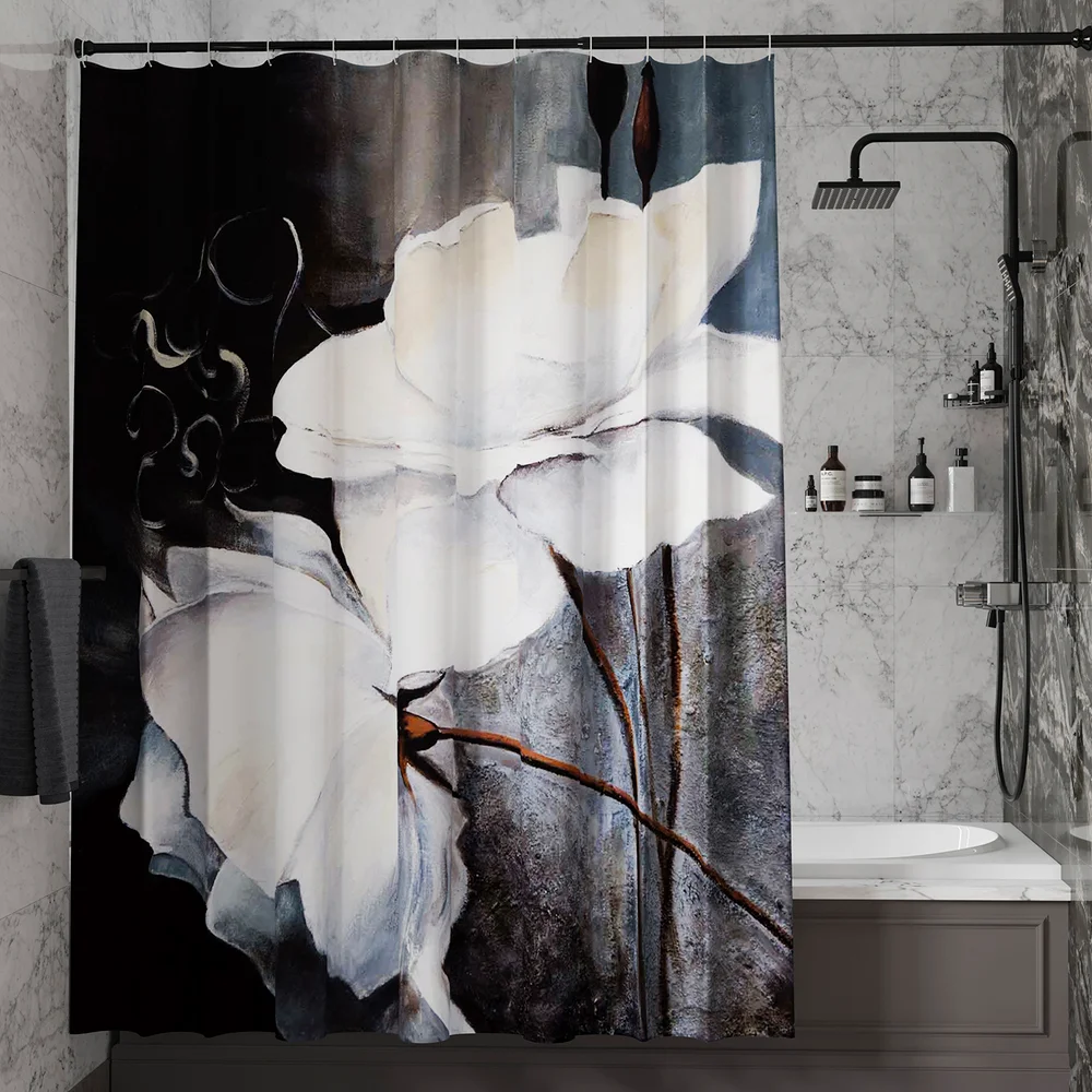 Штора для ванной Wasserkraft Ammer 180х200 рисунок черный SC-70102 - 0