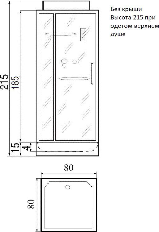 Душевая кабина с поддоном River Tana Б/К 80  10000001709 - 7