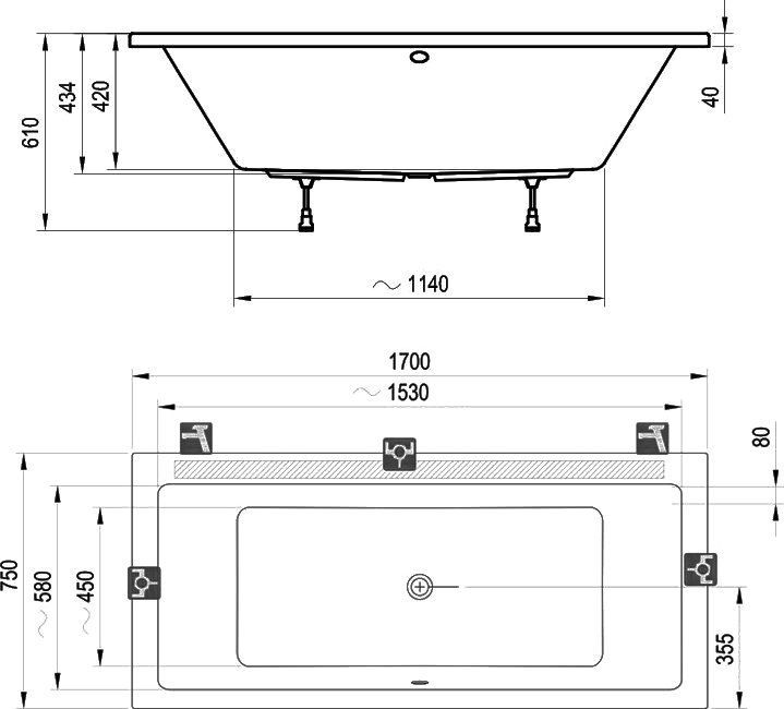 Акриловая ванна Ravak Formy 01 170x75 C691000000 - 1