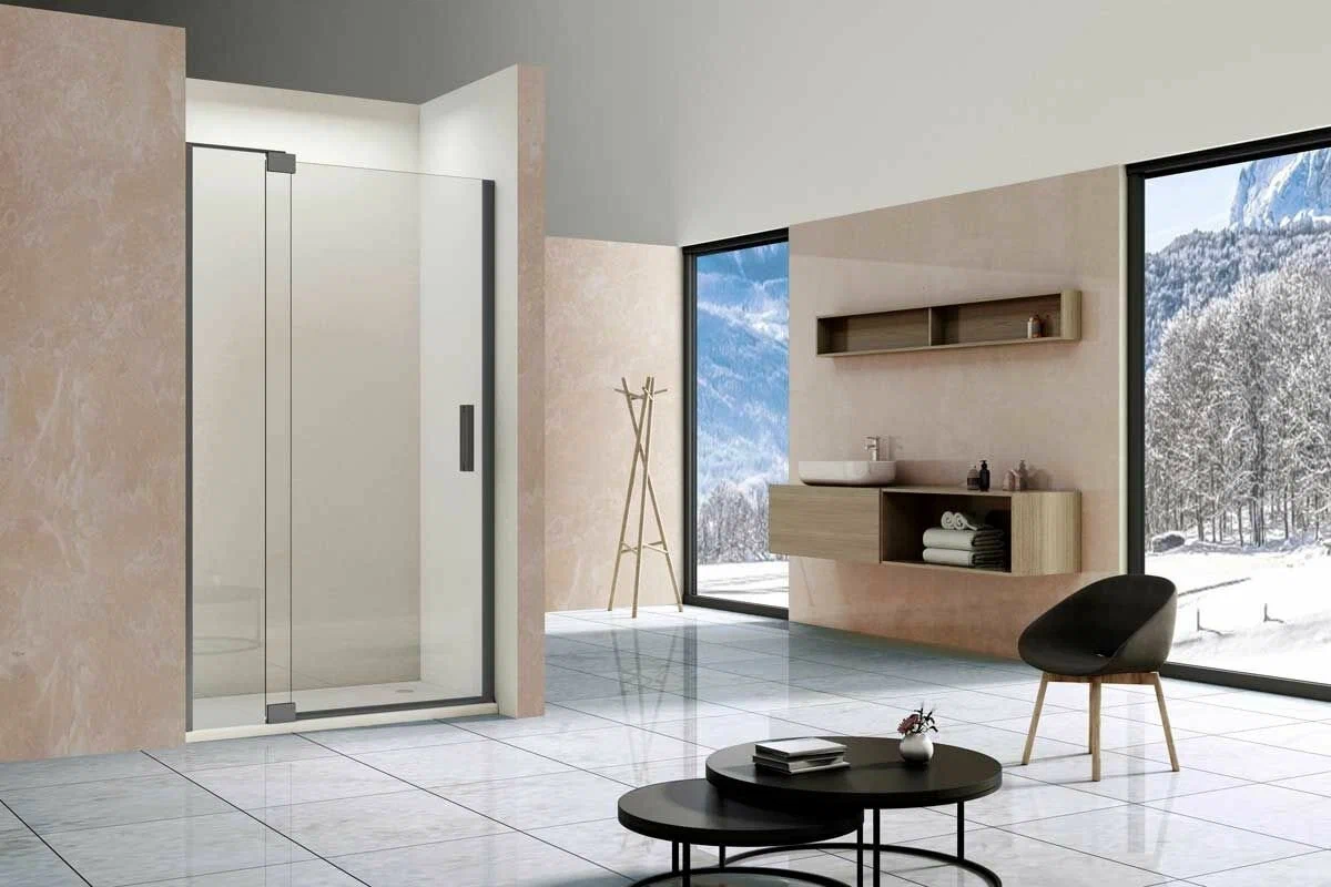 Душевая дверь в нишу Vincea EXTRA 110х200 профиль сталь стекло прозрачное VDP-1E1011CLGM - 1