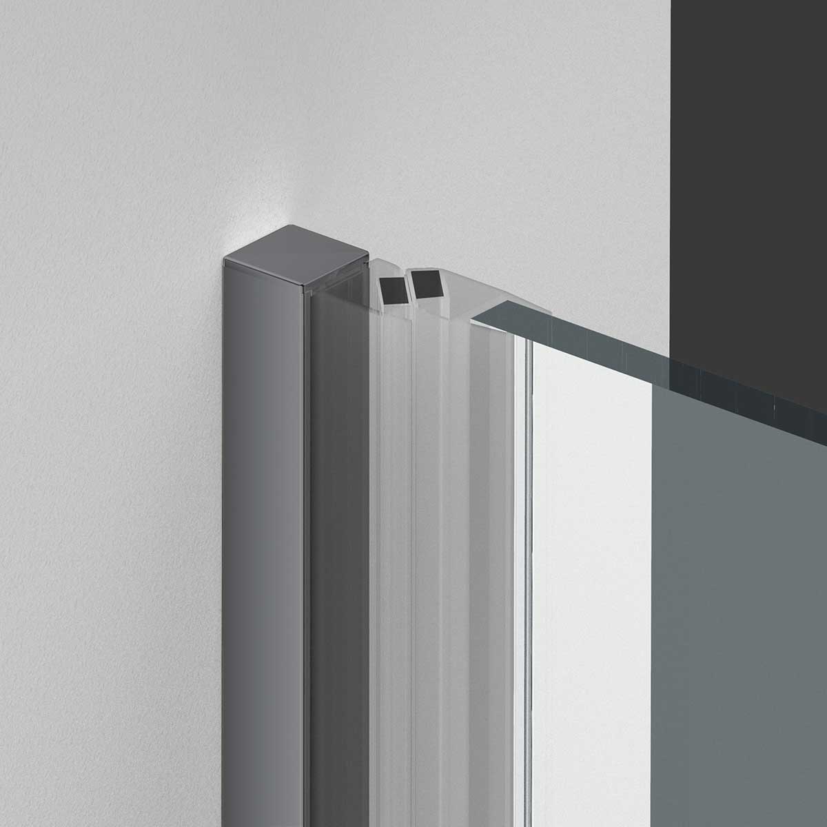 Душевая дверь в нишу Vincea Alpha 90х195 профиль темный хром стекло прозрачное  VDP-3AL900CLGM - 1