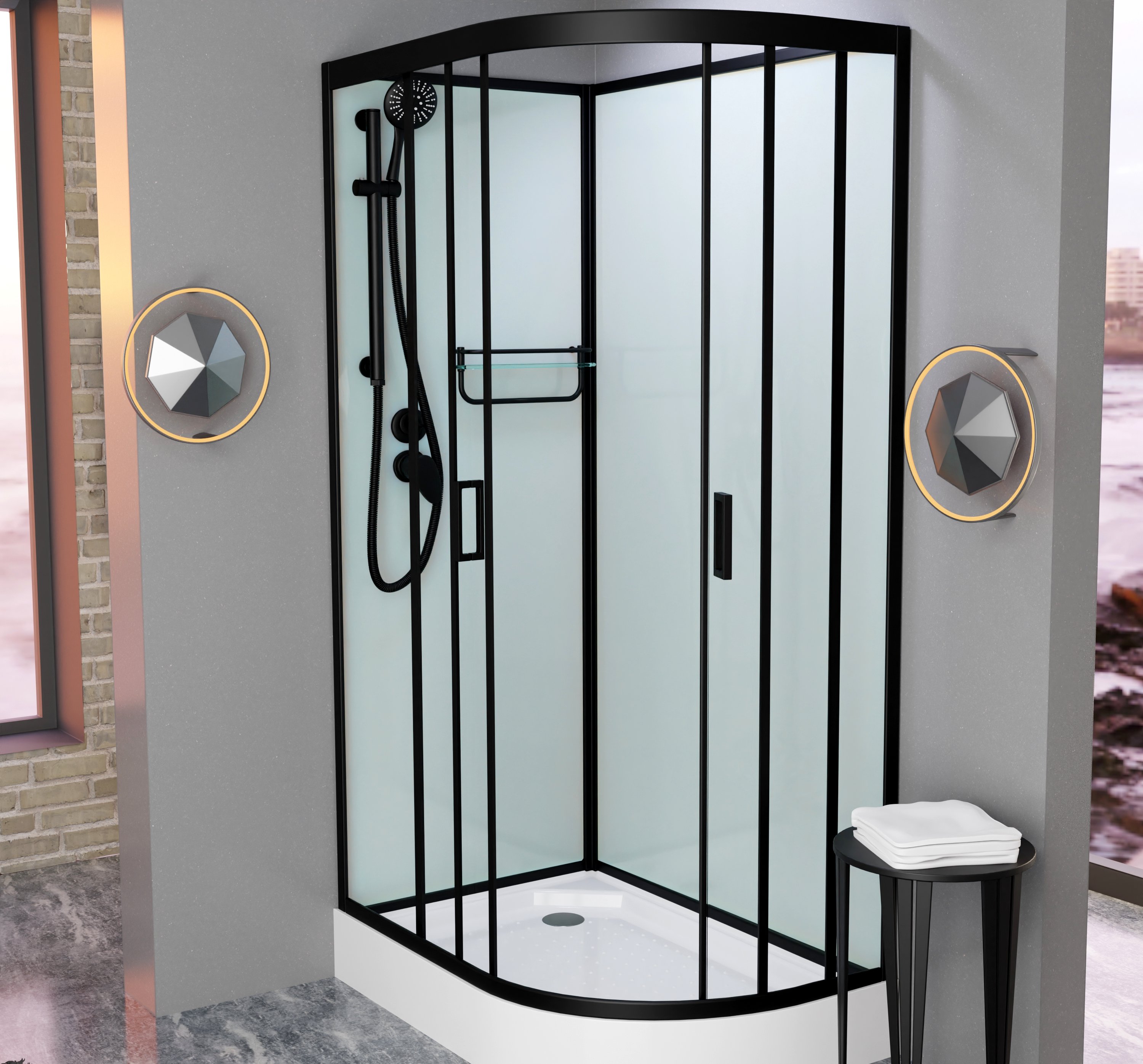 Душевая кабина Frank F412L Black левосторонняя б/к Без крыши 214014 - 1