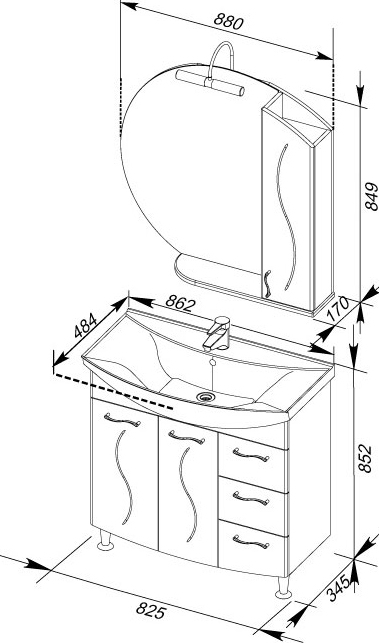 Мебель для ванной Aquanet Моника 85 - 8