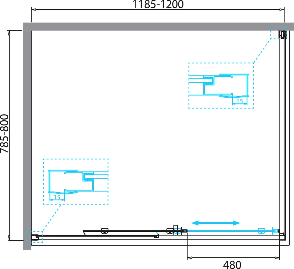 Душевой уголок BelBagno Due 120x80 профиль хром стекло прозрачное DUE-AH-1-120/80-C-CR - 3