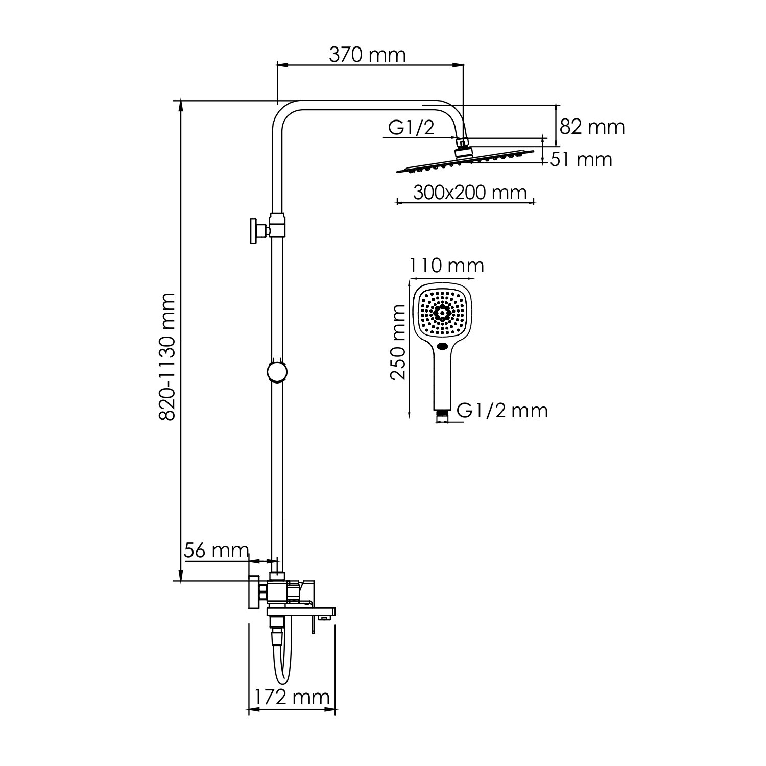 Душевая система WasserKraft 30 хром - белый A177.069.065.087.CH - 2