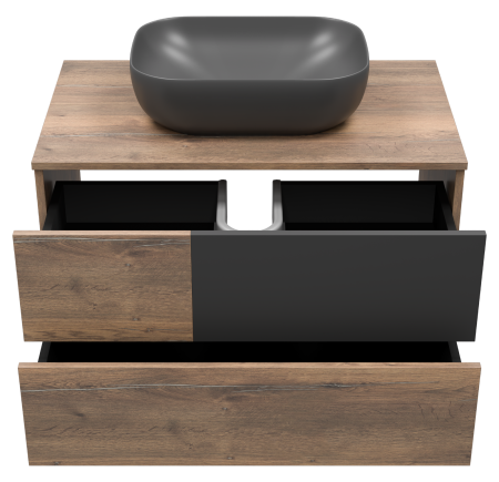 Тумба под раковину Misty Коломбо 80 темное дерево - черный П-Кол-01080-074П - 1