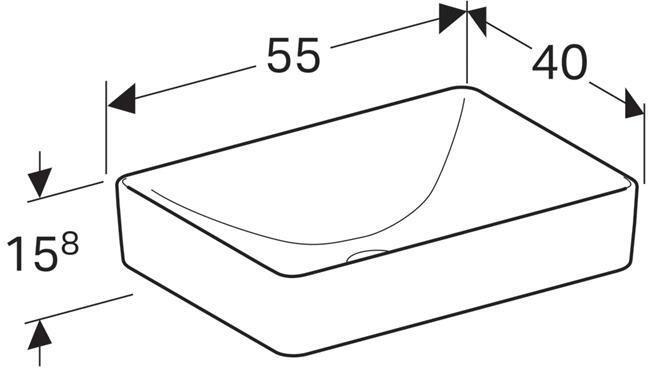 500.779.01.2 VariForm Раковина с установкой на столешницу прямоугольной формы, 55х40 см, без отв. под смеситель, без отв. перелива - 4