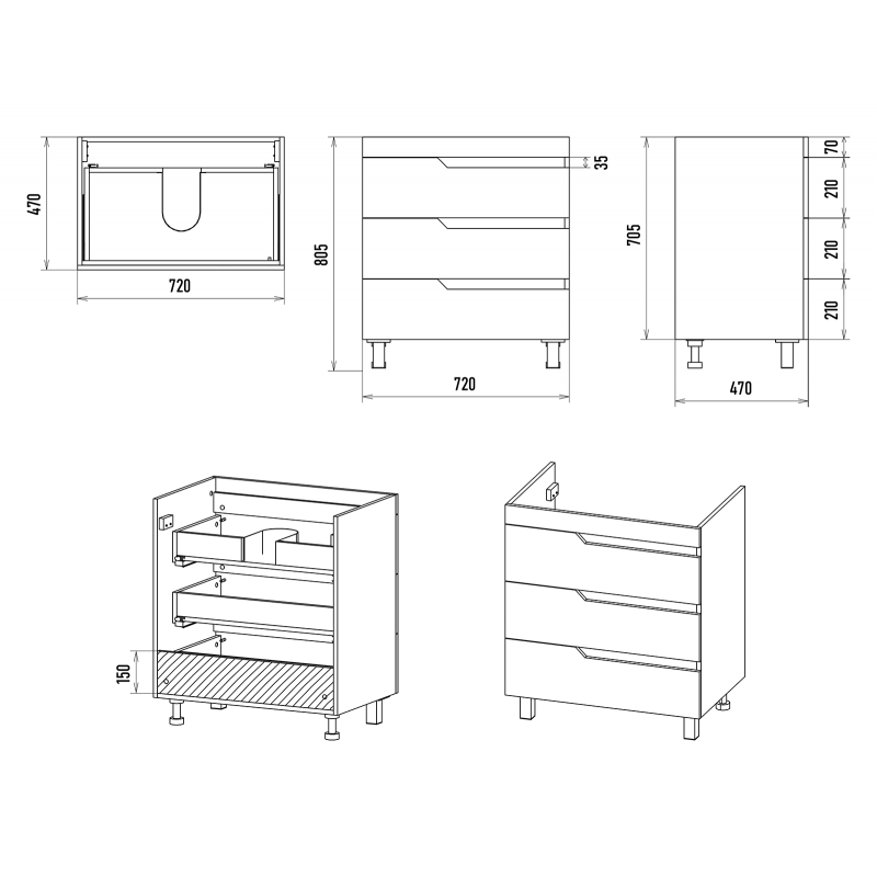 Тумба под раковину Misty Софт 75 белая глянцевая П-Соф-01075-0113Я - 2