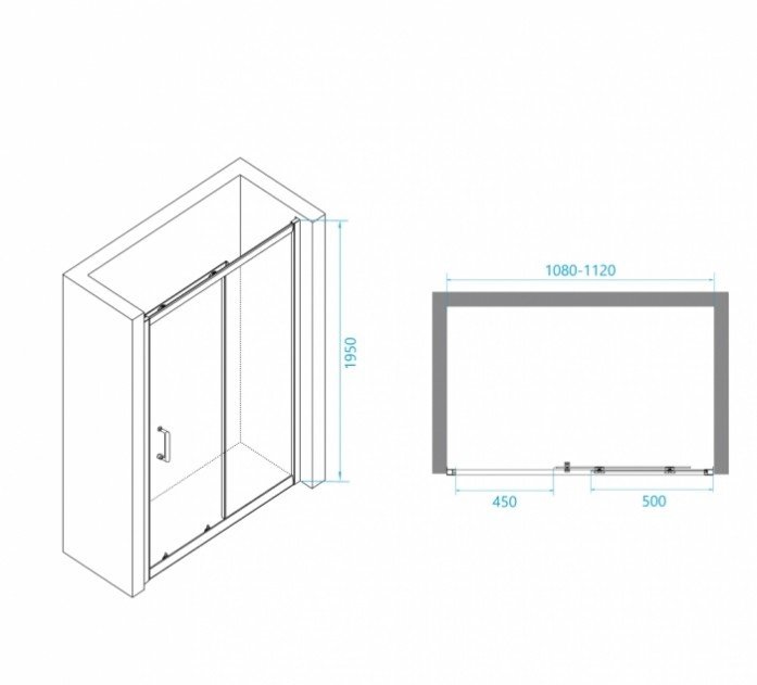 Душевая дверь RGW Passage PA-14 110х195 профиль хром стекло прозрачное 41081411-11 - 7