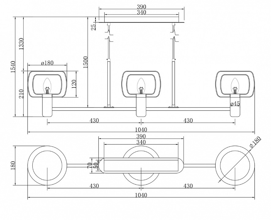 Подвесной светильник Maytoni Vision MOD411PL-03G - 4