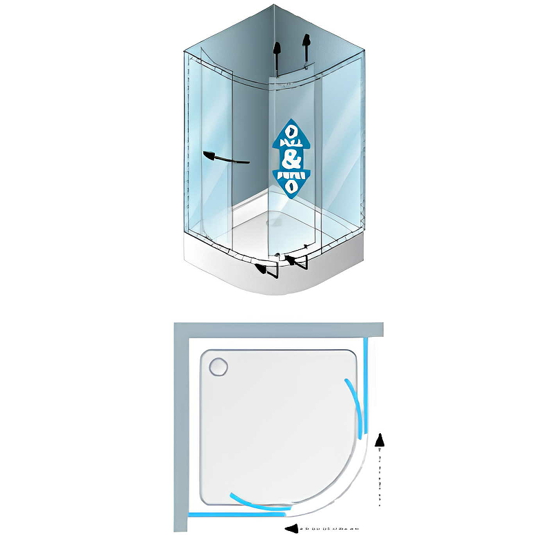 Душевой уголок Kolpa San Eco Quat 80х80 черный стекло прозрачное 515290 - 1