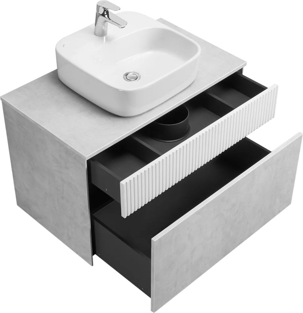 Тумба с раковиной Aquaton Марбл 80 белый-серый 1A2762K0MH4C0 - 2