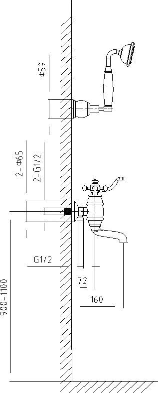 Смеситель Timo Lina 7034/02Y antique, для ванны с душем - 2