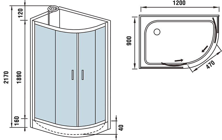Душевая кабина Weltwasser WW500 WERRA 1201 L 120x90 хром  10000003234 - 7